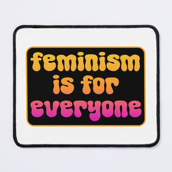 Item preview, Feminism Is For Everyone black background pink and orange designed and sold by GeoGoose.
