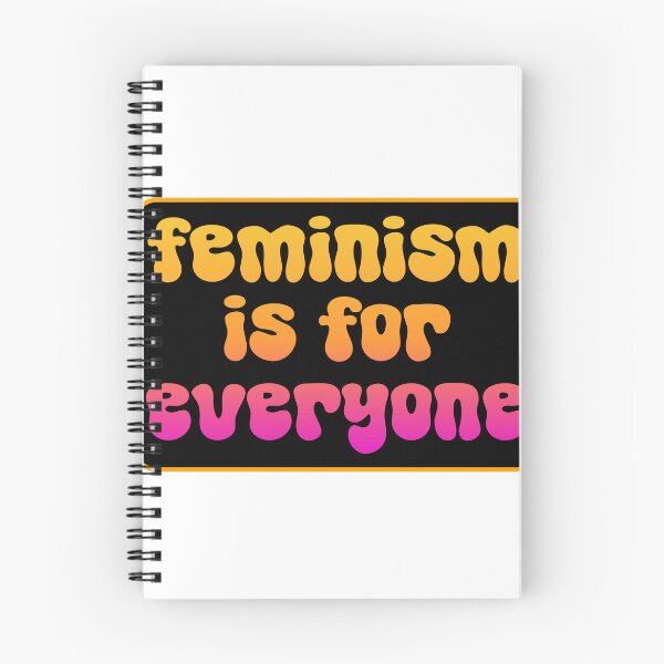 Item preview, Feminism Is For Everyone black background pink and orange designed and sold by GeoGoose.