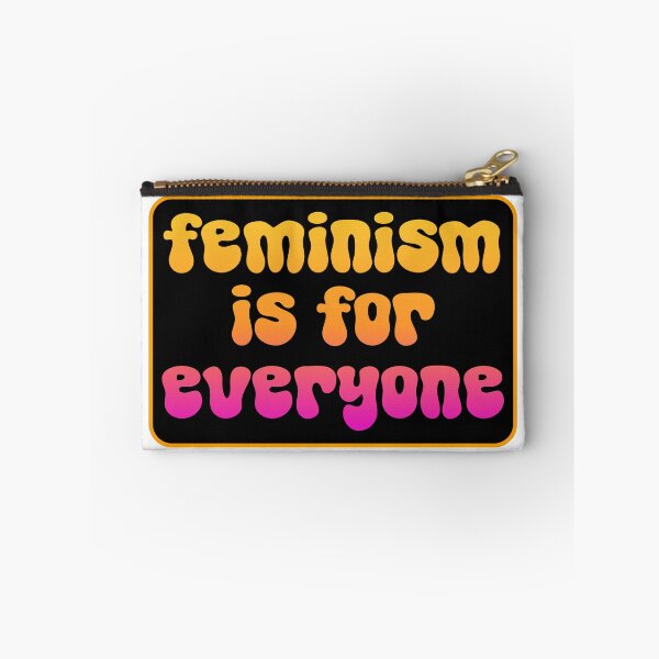 Item preview, Feminism Is For Everyone black background pink and orange designed and sold by GeoGoose.