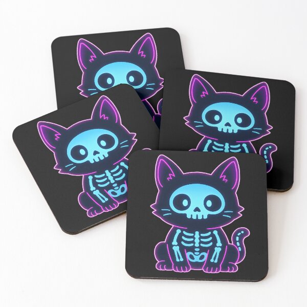 Item preview, Neon Skeleton Cat – Kawaii X-Ray Bones Glow (Halloween) designed and sold by Club Seal Prints.