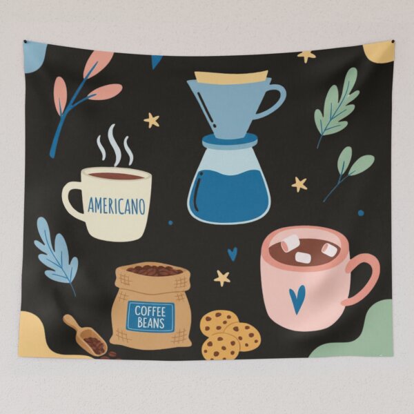 Item preview, Cute Coffee and Cookie Doodle Minimalist Pastel Cafe Design designed and sold by anandsiva2703.