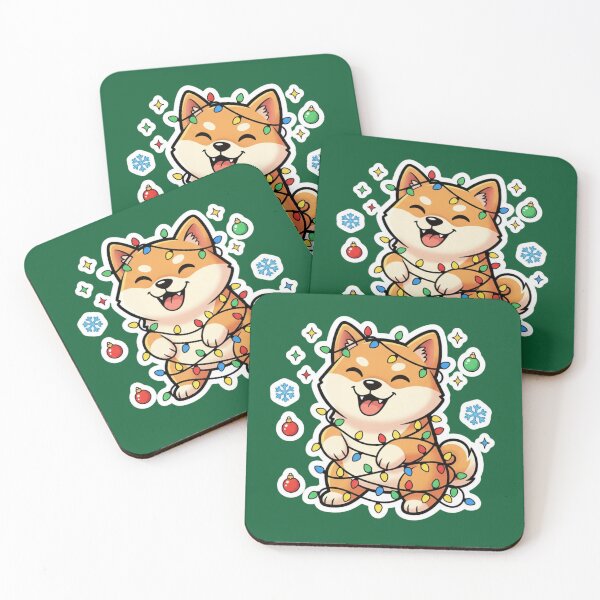 Item preview, Cute Shiba Inu Christmas Lights Kawaii Dog designed and sold by MuseAI.