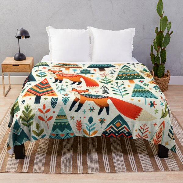 Item preview, Scandinavian Folk Art two Foxes and trees pattern by heidiannemorris designed and sold by FOLK ART FUSION.
