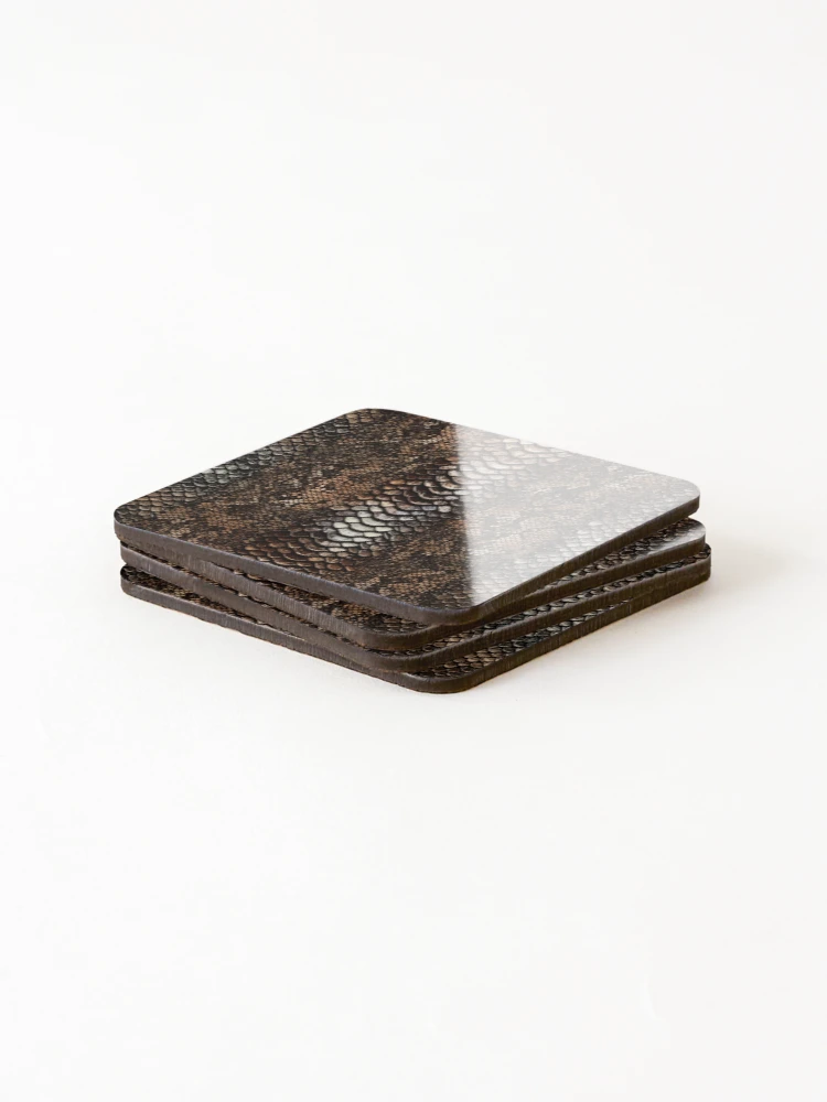 Thumbnail 4 of 5, Coasters (Set of 4), Rustic Python designed and sold by Kaleidoscope Print.