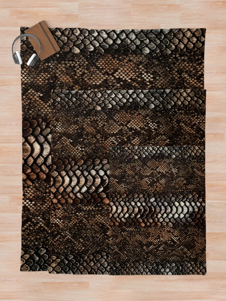 Thumbnail 5 of 6, Throw Blanket, Rustic Python designed and sold by Kaleidoscope Print.
