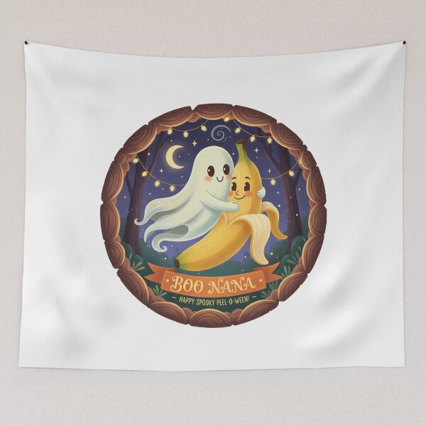 Item preview, Whimsical Boo Nana Ghost Banana - Illustrated Cute Halloween Art Gift designed and sold by Wear Sculpt.