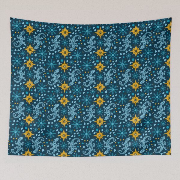 Item preview, Winter salamander hand drawn folk art animal print designed and sold by EvergreenWhimsy.