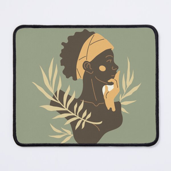 Item preview, Minimalist Afro Woman Portrait - Natural Beauty Head Wrap & Leaves Art designed and sold by GenZFashion000.