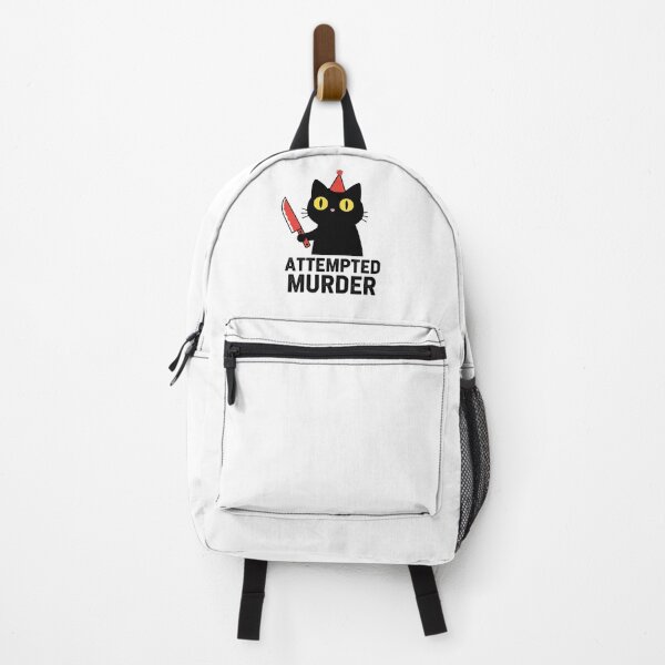 Item preview, “Attempted Murder Cat – Funny Dark Humor Black Cat with Knife Design” designed and sold by Bspaces.