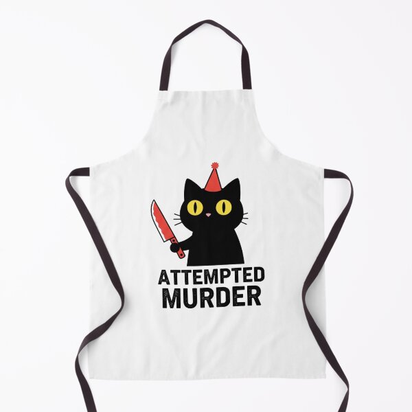 Item preview, “Attempted Murder Cat – Funny Dark Humor Black Cat with Knife Design” designed and sold by Bspaces.