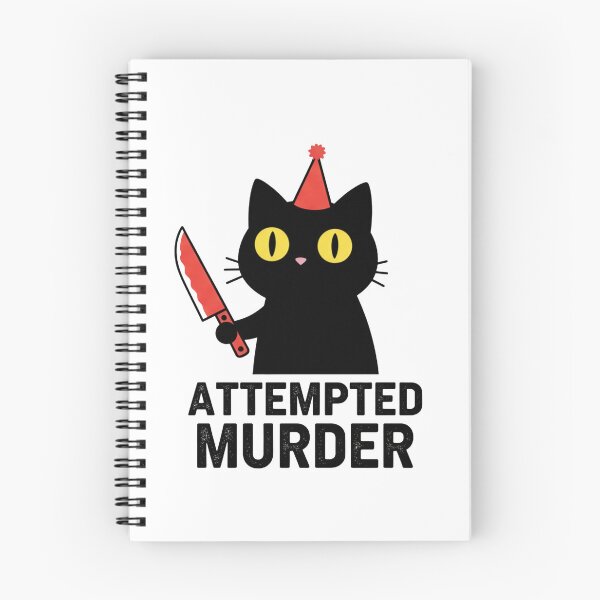 Item preview, “Attempted Murder Cat – Funny Dark Humor Black Cat with Knife Design” designed and sold by Bspaces.
