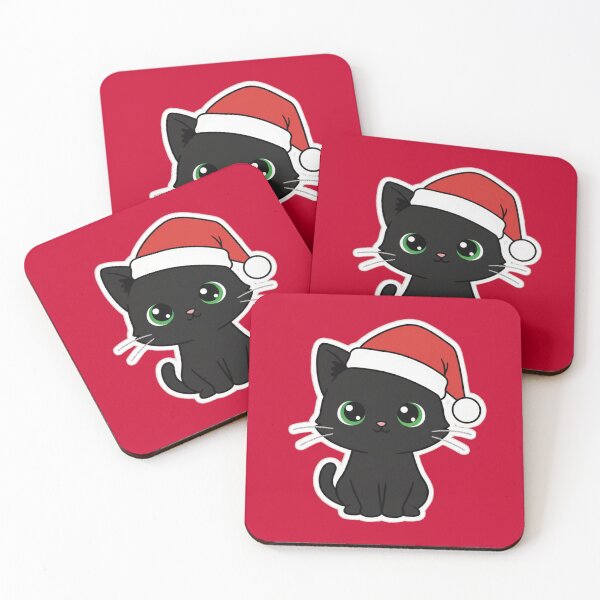 Item preview, Cute Black Cat Santa Hat Christmas Sticker designed and sold by MuseAI.