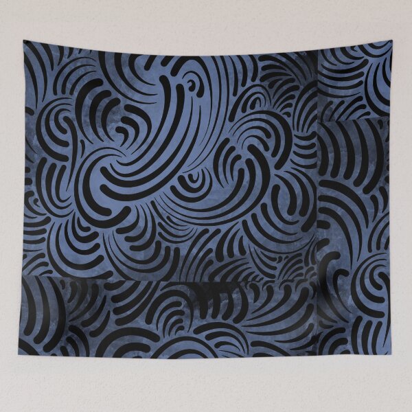 Item preview, Midnight Flow – Abstract Pattern with Deep Blue and Black designed and sold by astermoonleaf.