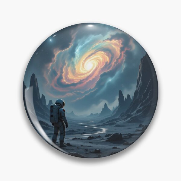 Artikelvorschau, Galactic Silence – Astronaut meets Spiral Galaxy in surreal Space Valley voller Licht & Tiefe entworfen und verkauft von FotoworldEdel.