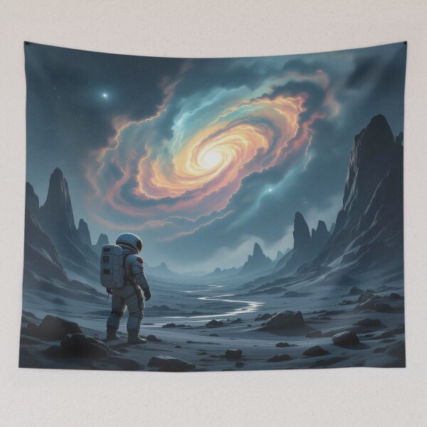Item preview, Galactic Silence – Astronaut meets Spiral Galaxy in a surreal Space Valley full of light and depth designed and sold by FotoworldEdel.