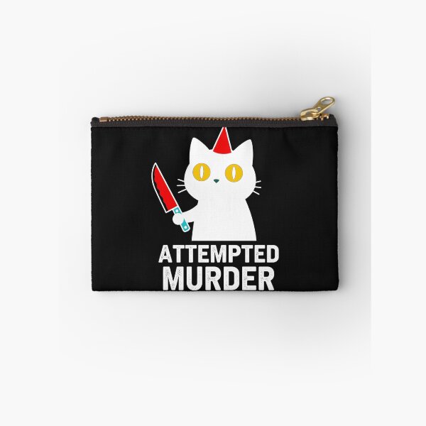 Item preview, “white Attempted Murder Cat – Funny Dark Humor Black Cat with Knife Design” designed and sold by Bspaces.