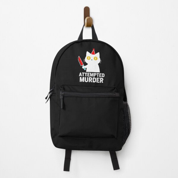 Item preview, “white Attempted Murder Cat – Funny Dark Humor Black Cat with Knife Design” designed and sold by Bspaces.