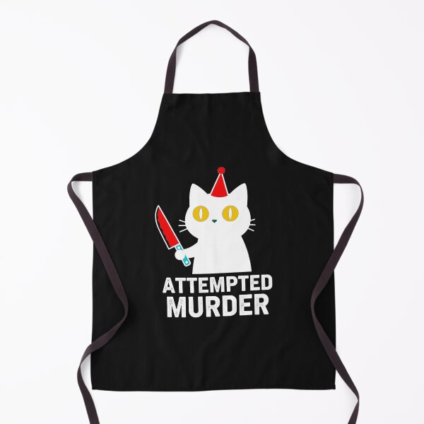 Item preview, “white Attempted Murder Cat – Funny Dark Humor Black Cat with Knife Design” designed and sold by Bspaces.