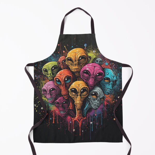 Item preview, Colorful Alien Heads – Psychedelic Street Art Illustration designed and sold by PLUSHIWORLDtm.