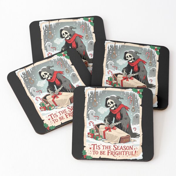 Item preview, Grim Reaper Wrapping Gifts in Shroud Paper – ‘Tis the Season to Be Frightful designed and sold by BlackPrintMrket.