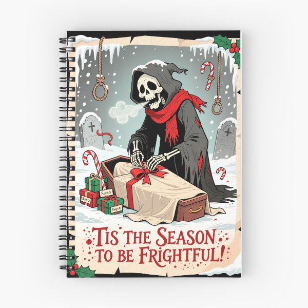 Item preview, Grim Reaper Wrapping Gifts in Shroud Paper – ‘Tis the Season to Be Frightful designed and sold by BlackPrintMrket.