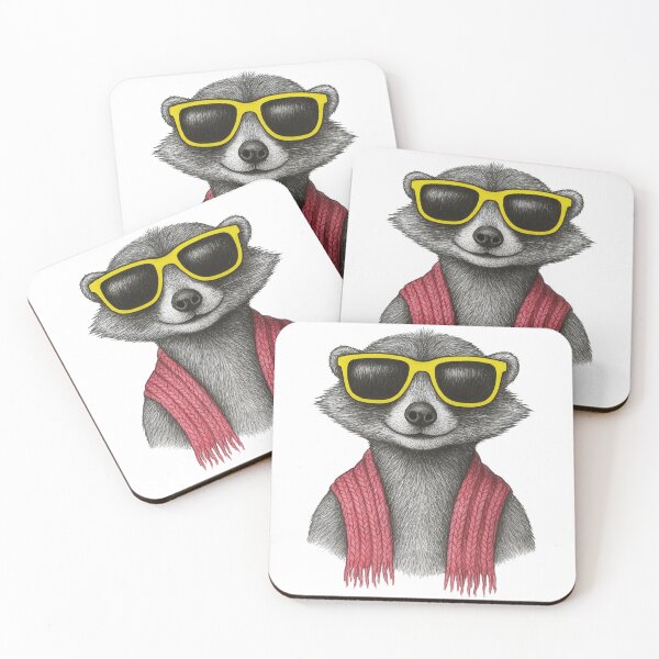 Item preview, Cool raccoon with yellow sunglasses and a red scarf. designed and sold by Oruam Design.