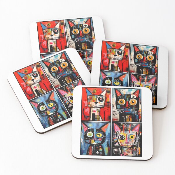 Item preview, Electric Whiskers: Abstract Cat Quartet 1 designed and sold by JA jones.