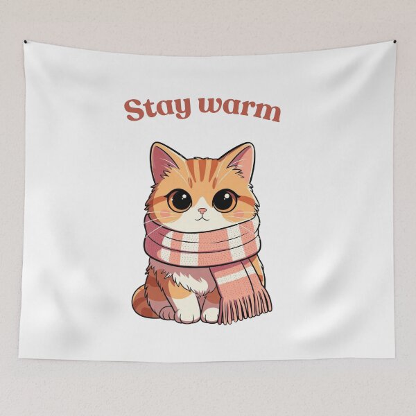 Item preview, Stay Warm Cozy Cat T-Shirt designed and sold by EcoArtTees.