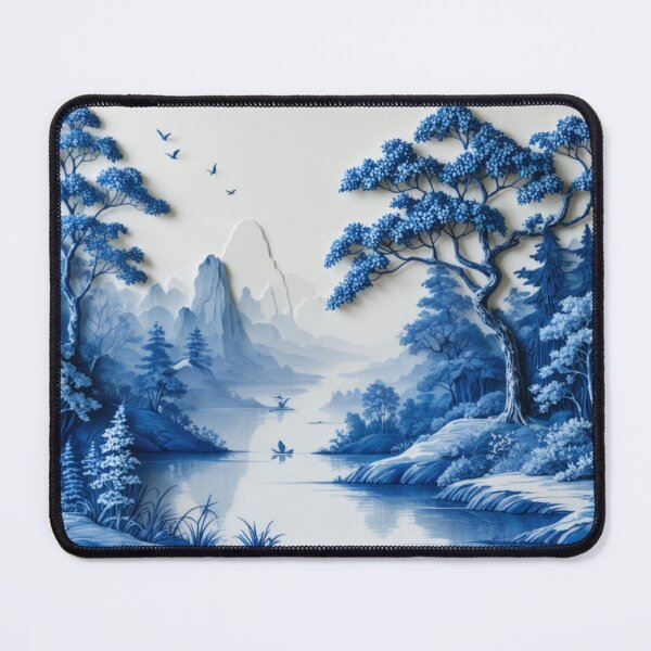 Item preview, Willow Pattern 3D-effect Landscape 2 Japanese Inspired designed and sold by NickWhittleArt.