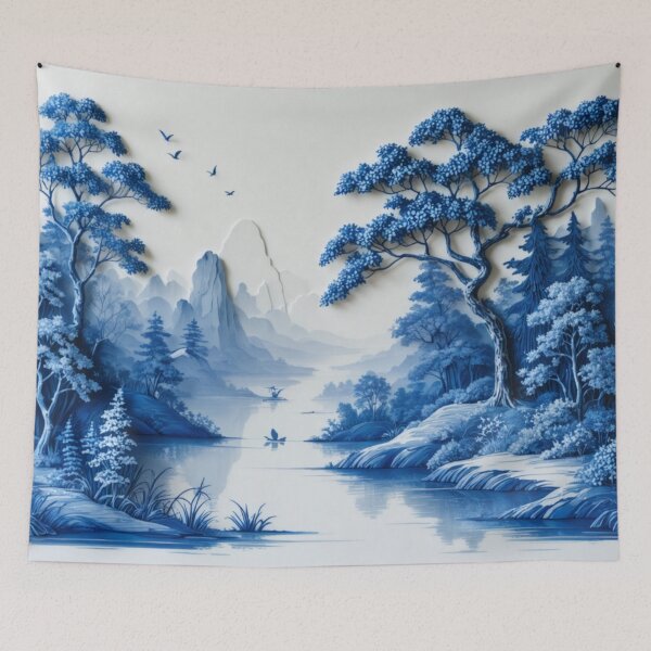 Item preview, Willow Pattern 3D-effect Landscape 2 Japanese Inspired  designed and sold by NickWhittleArt.