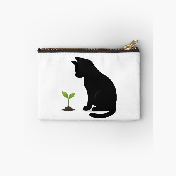 Item preview, Curious Black Cat with Green Sprout — Minimalist Growth & Renewal Art designed and sold by PetSoulPrints.