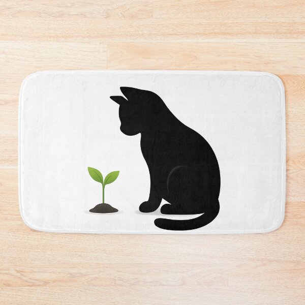 Item preview, Curious Black Cat with Green Sprout — Minimalist Growth & Renewal Art designed and sold by PetSoulPrints.