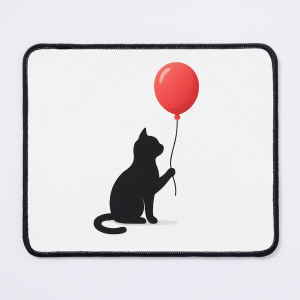 Item preview, Minimalist Black Cat with Red Balloon – Cute Emotional Pet Art Vector designed and sold by PetSoulPrints.