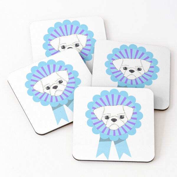 Item preview, Crusty White Dog Rosette Prize Ribbon Risograph designed and sold by toowoosh.