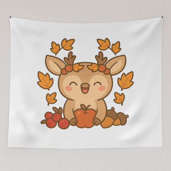 Item preview, Fawn’s Autumn Feast – Kawaii Fall Deer with Apple, Cranberries & Acorns | Transparent PNG Clipart designed and sold by ThaiArtShop.