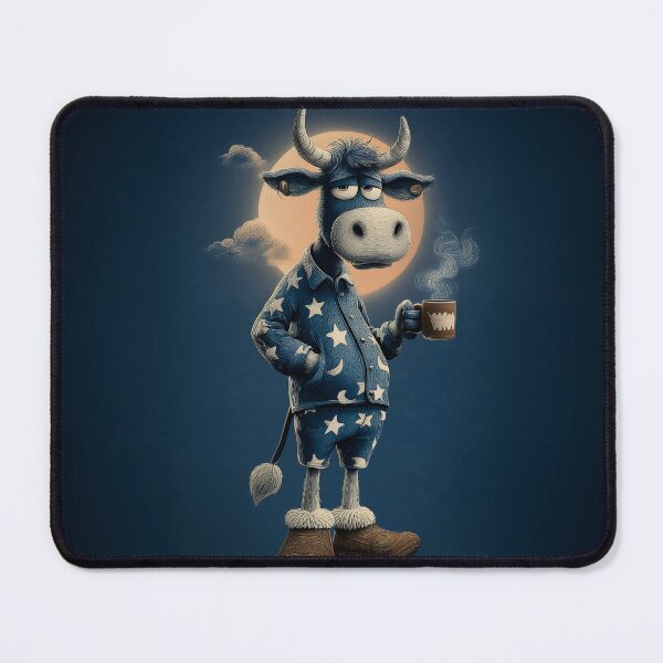 Item preview, A Cartoon Bull In Pajamas Holding A Mug Of Coffee designed and sold by prettykaler.