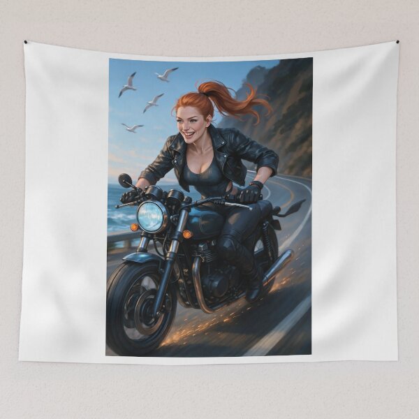 Item preview, Redhead on a motorcycle freedom   designed and sold by CathryneDelamort.
