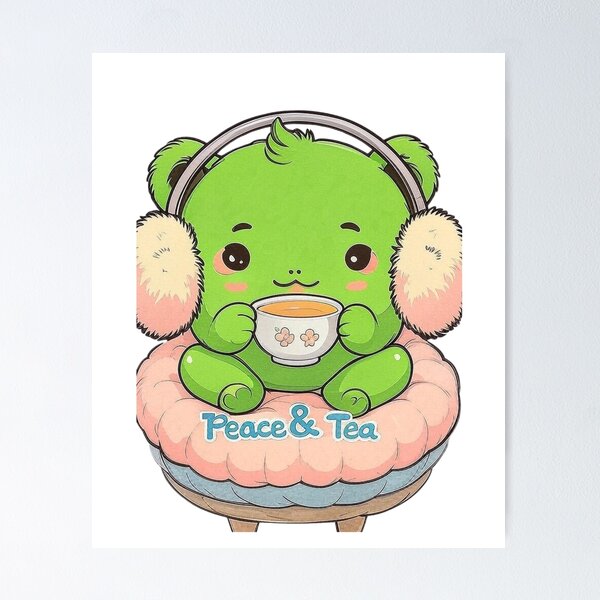 Item preview, Peace & Tea Frog T-Shirt designed and sold by EcoArtTees.