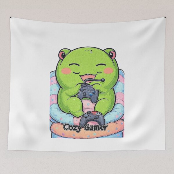 Item preview, Cozy Gamer Frog T-Shirt designed and sold by EcoArtTees.