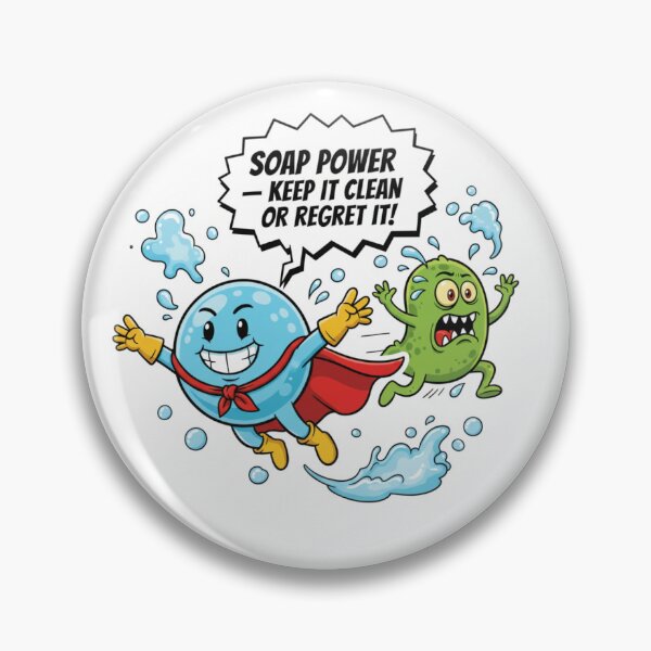 Item preview, Funny Superhero Soap Sticker – ‘Soap Power! Keep It Clean or Regret It!’ | Cute Germ Chase Hygiene Humor designed and sold by trupti23.
