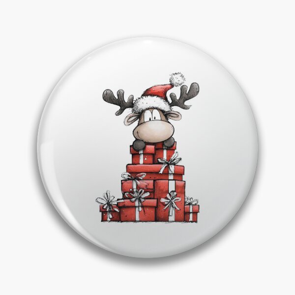 Item preview, Santa Hat Reindeer on Stacked Red Boxes designed and sold by QuietBloom80.