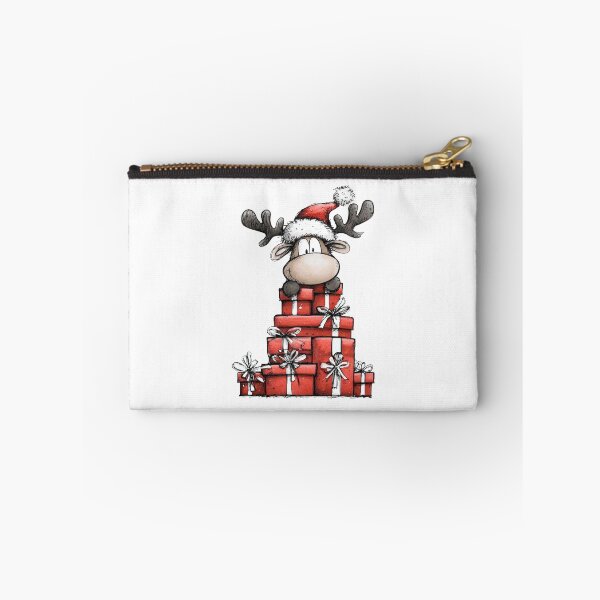 Item preview, Santa Hat Reindeer on Stacked Red Boxes designed and sold by QuietBloom80.