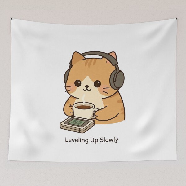 Item preview, Leveling Up Slowly Cat Gamer Shirt designed and sold by EcoArtTees.