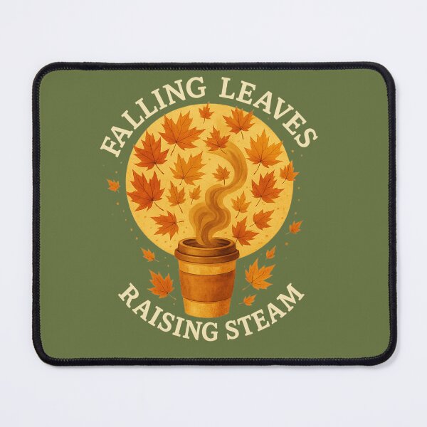 Item preview, Falling Leaves Raising Steam – Autumn Coffee Design designed and sold by IsyLaneDesign.