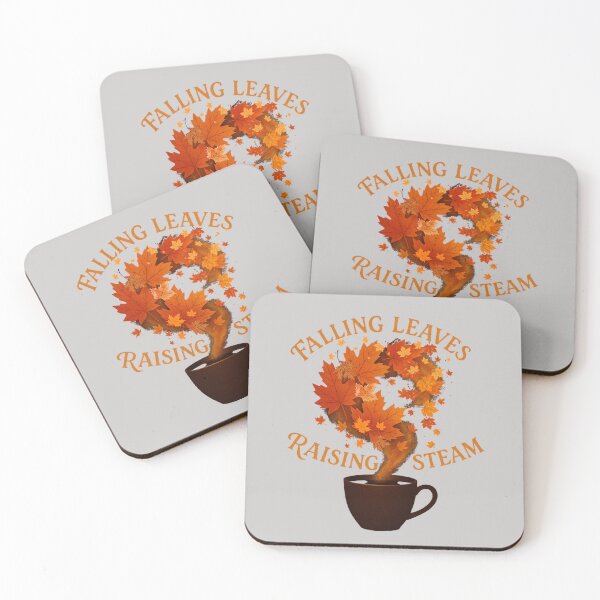 Item preview, Falling Leaves Raising Steam – Autumn Coffee Design designed and sold by IsyLaneDesign.
