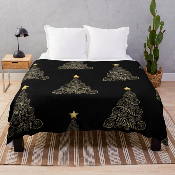 Item preview, Elegant Golden Swirl Christmas Tree on Black Background – Luxury Modern Holiday Design designed and sold by PixelVibe782.