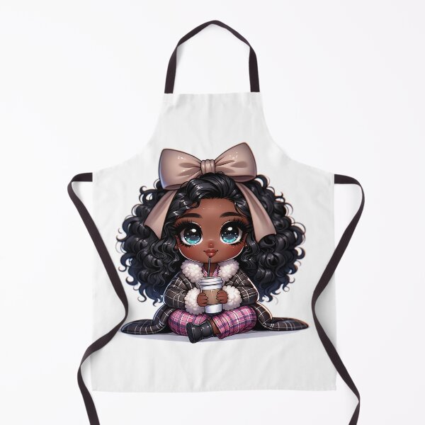 Item preview, Adorable Black Girl with Big Bow and Hot Drink Illustration designed and sold by Lulunza.