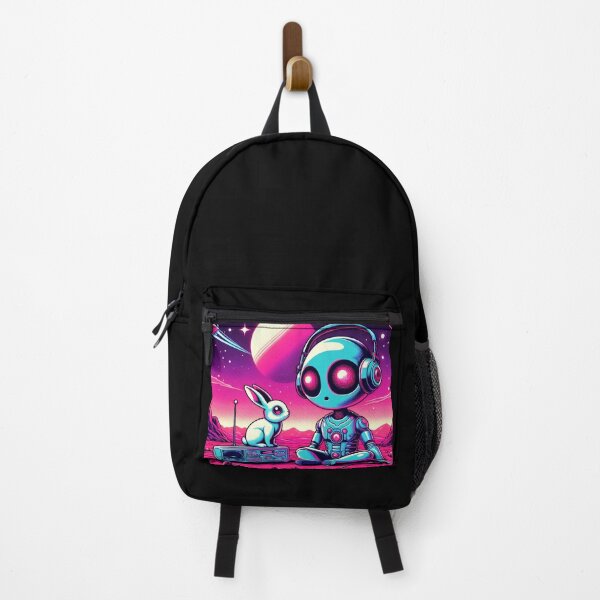 Item preview, Cosmic Chill: Robot and Rabbit in Neon Space designed and sold by Dogandesighn.