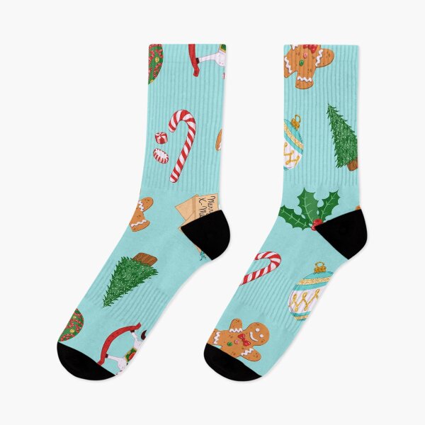 Item preview, Vintage Christmas Tossed Pattern – Playful Holiday Icons - Light Blue designed and sold by vaner-vaner.