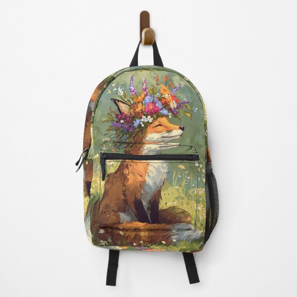 Item preview, Cottagecore Art: Fox's Wildflower Crown designed and sold by bapupa.